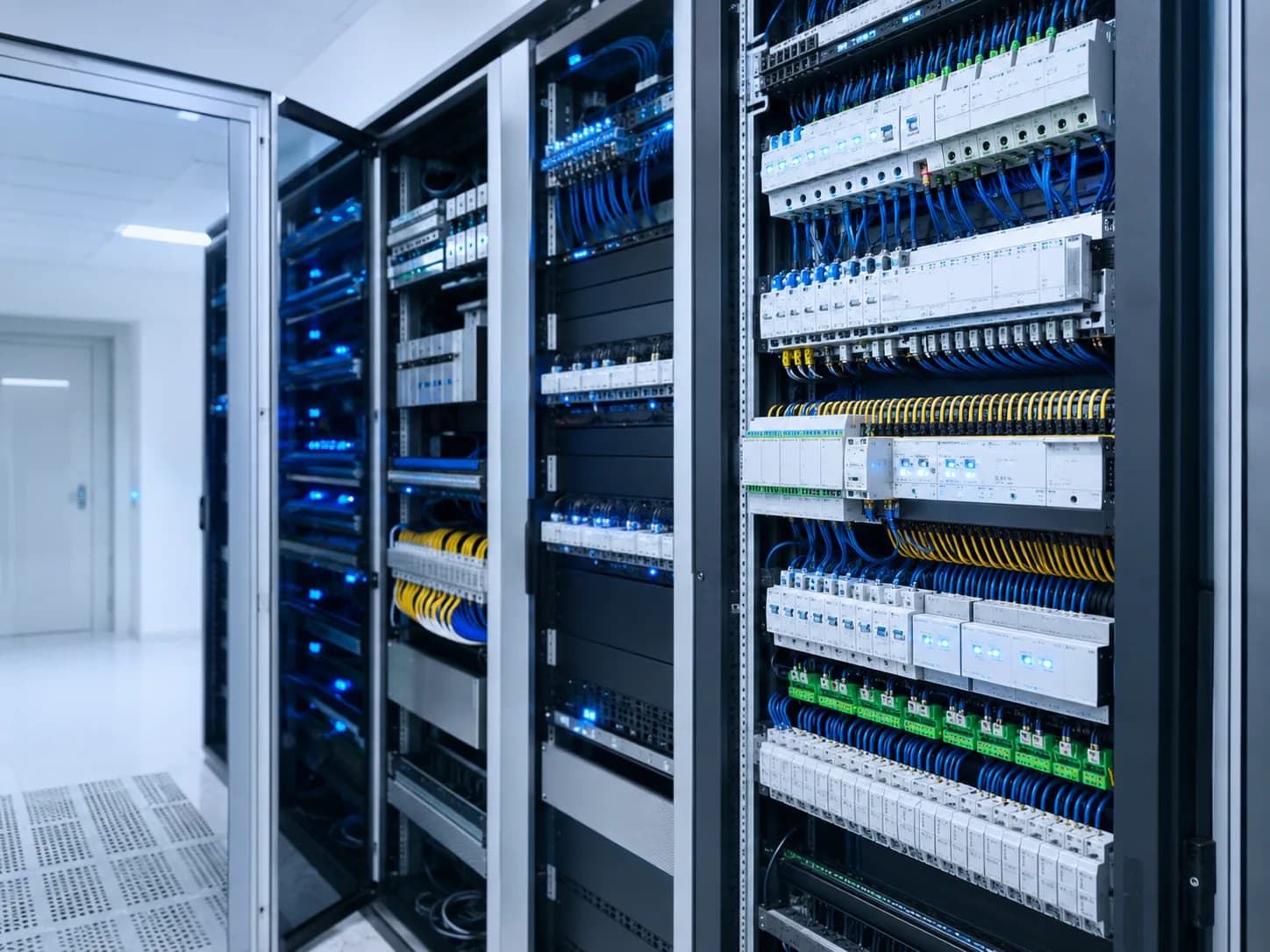 Серверная с BMS-стойками и KNX-модулями