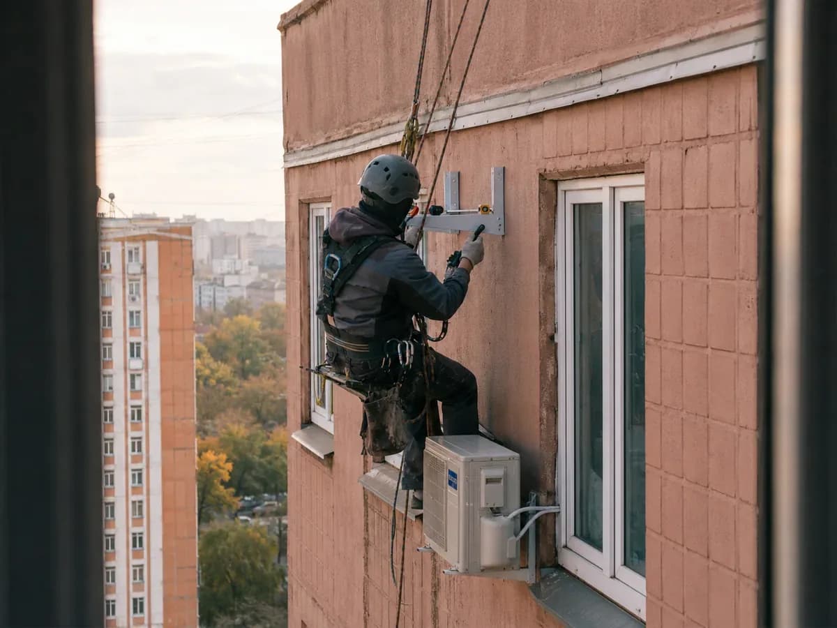 Высотные работы — установка кронштейна